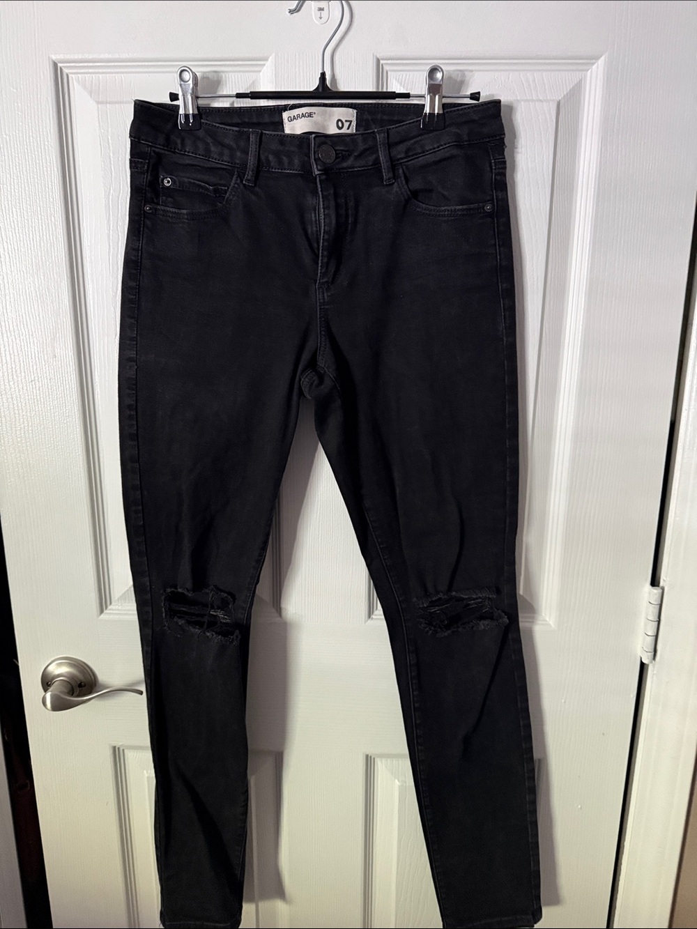 Garage Black Skinny Jeans with Knee Rips